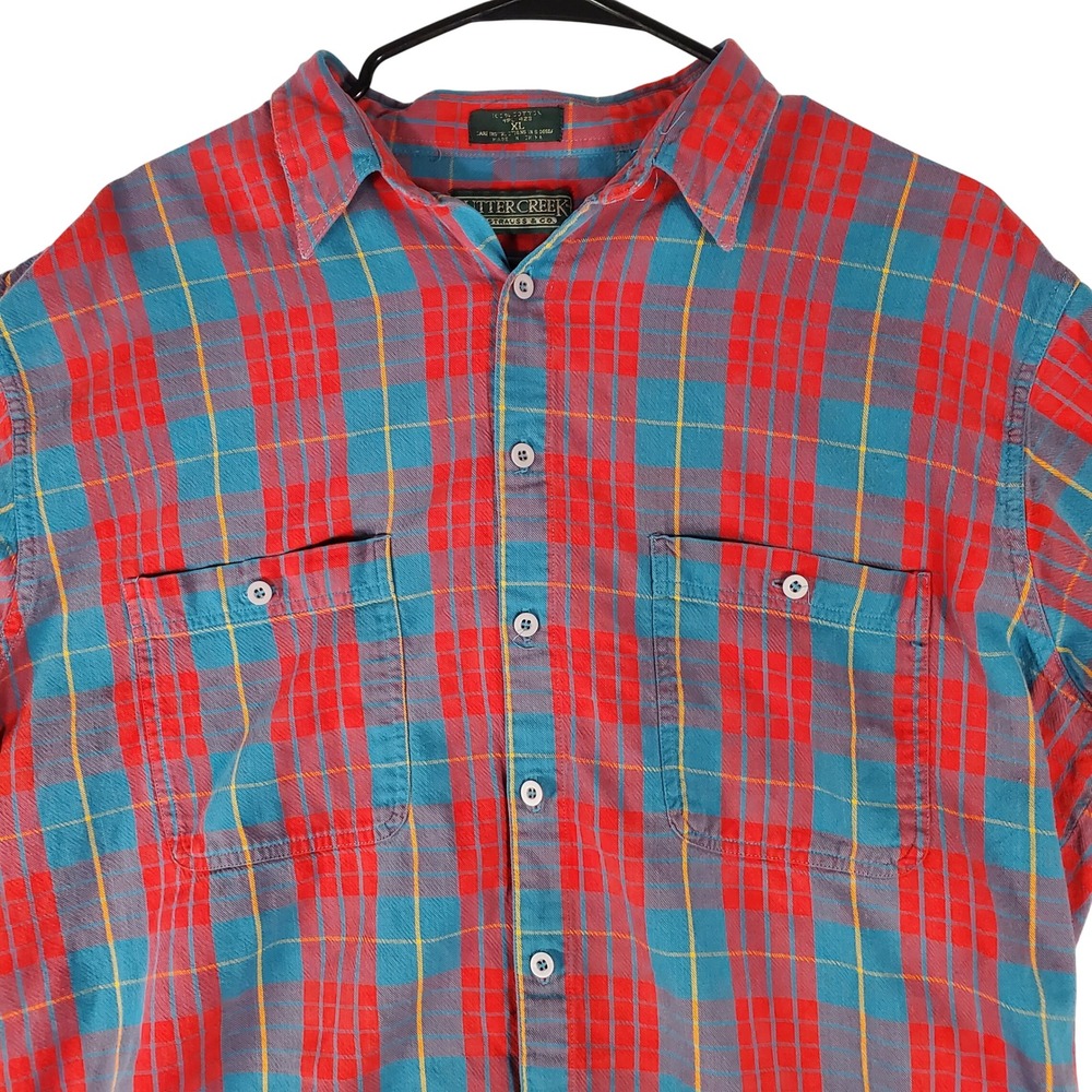 Sutter Creek Levi Strauss Plaid Button Down Shirt XL Red Blue Cotton Long Sleeve